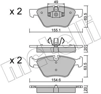 Produktbild von METELLI Bremsbeläge Satz Vorne Bremsklötze für BMW 3 Touring (E91) 22-0557-5