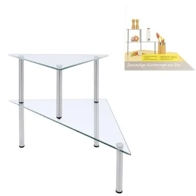 Immagine prodotto di Scaffale da cucina in vetro a 2 livelli 49 cm