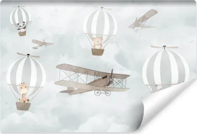 Produktbild von Muralo Vlies Fototapete für Kinder LUFTBALLONS Flugzeuge Tiere Br. 312cm x Hö. 219cm