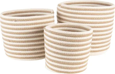 Obrázek produktu pro Clayre & Eef Úložný koš sada 3 ks Ø 26 Ø 26 Ø 19 cm Béžová hnědá mořská tráva
