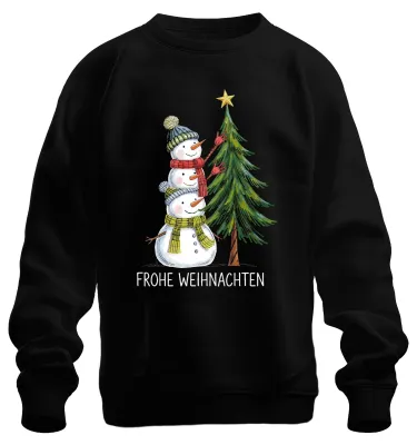 Produktbild von Frohe Weihnachten Schneemänner Weihnachtsbaum Niedlich Sweatshirt Pullover, Schwarz, L