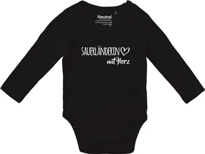 Produktbild von Huuraa Baby Body Sauerländerin mit Herz 68 Black  Baumwolle Fairtrade Langarmbody Geschenkidee