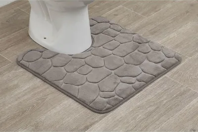 Produktbild von WC-Vorleger Taupe mit Ausschnitt, Weicher Badezimmerteppich rutschfest& Maschinenwaschbar, Badteppich mit Memory Foam&Mikrofaser aus Polyester, Badvorleger 50x50 cm für die Toilette