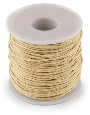50m geflochtene Baumwollkordel 1mm auf Spule in Beige.