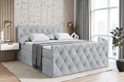 Produktbild von ALTDECOR Boxspringbett mit Matratze und Lattenrost  - AMAY KING  - 200x200 cm  - Grau Monolith 84 - Topper, Fußteil, Polsterbett mit Bettkasten, Bett mit Stauraum H3 - und H4 - Matratze, Doppelbett, Springboxbett