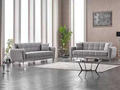 Produktbild von Sofagarnitur Dreisitzer Sessel Polstersofa Stoffsofa Grau 2tlg Couch