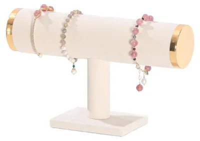Productafbeelding van Sieradenhouder sieradenstandaard - Armbandhouder - Metaal - Beige - 14,5 x 9,5 x 8 cm