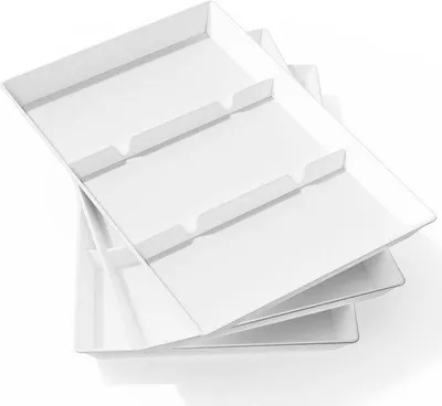 Produktbild von Weißes Plastiktablett, 3-teilig, wiederverwendbar, 38x25cm