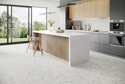 Produktbild von Falquon Vinyl THE FLOOR SPC Stone D2921 Carrara Marble Weiß Matt – Klick-Vinylboden in Steinoptik inkl. Trittschalldämmung, 1 Packung - 6 Stück-1,92m²