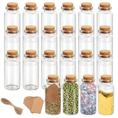 Produktbild von Set mit 22 Mini-Glasflaschen mit Korken und Etiketten für DIY-Projekte