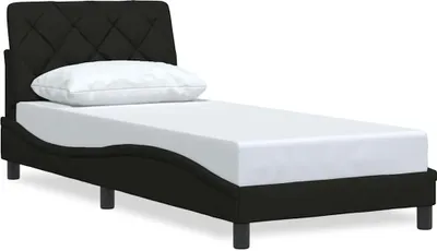 Image de Cadre de lit sans matelas noir 80x200 cm tissu