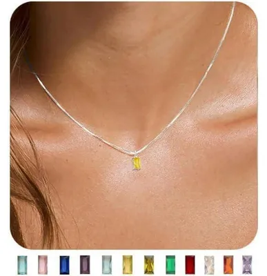 Immagine prodotto di Collana da donna, placcata in oro 14 carati/argento sterling 925, con ciondolo con pietra portafortuna, lunghezza 40+7 cm, argento, ideale per il 11 novembre