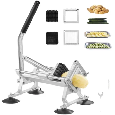 Produktbild von VEVOR Gewerblicher Gemüseschneider, 3/8 und 3/16 Zoll Tomatenschneider, Edelstahl- und Aluminiumlegierung Gemüseschneider, manueller Tomatenschneider mit rutschfesten Füßen, für Tomaten, Zwiebeln, Kartoffeln, 1/2 Zoll + 3/8 Zoll + 1/4 Zoll, Horizontal-b