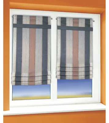 Produktbild von Raffrollo „Peggy“ - Cliprollo mit Streifen von Albani:  Farbe: Braun Größe (HxB): 140x52cm