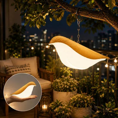 Image de Lampe de chevet sans fil en forme d'oiseau, alimentée par USB, avec batterie intégrée. Lampe de table LED à variateur tactile, base amovible. Idéale pour la chambre à coucher, le balcon, les cadeaux et la décoration
