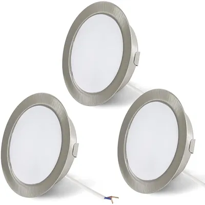 Obrázok produktu pre LED vstavané bodové svietidlo 12V, vhodné do nábytku alebo na strop, ploché, 3000K, 3 kusy, priemer 6,5 cm
