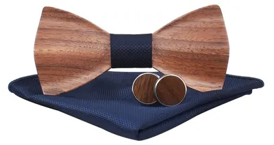 Image de Solidchoice - Coffret de cravate en bois comprenant des boutons de manchette et un mouchoir de poche pour hommes