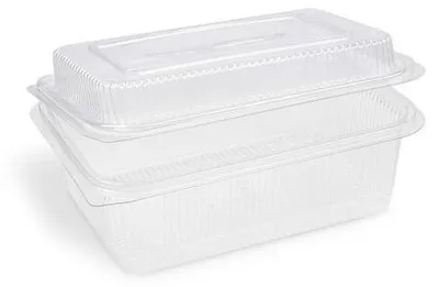 Produktbild von 50x Rechteckbecher klar mit Deckel 1500 + 450 ml (rPET)