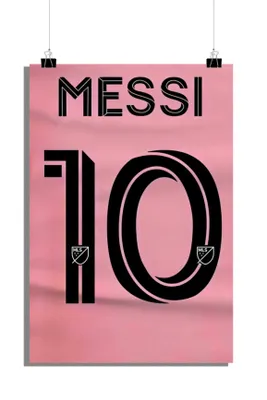 Produktbild von Lionel Messi Poster - Fußball Poster - Inter Miami Trikot Poster - 61x91cm - Perfekt zum Einrahmen