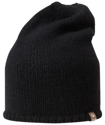 Giesswein Unisex Longbeanie Hohloh mit Rippmuster aus Wolle in schwarz