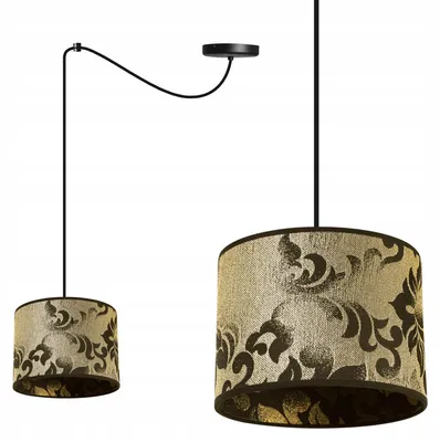 Image de Suspension Spider avec motif doré – Lampe suspendue moderne avec abat-jour doré, plafonnier pour salon et salle à manger