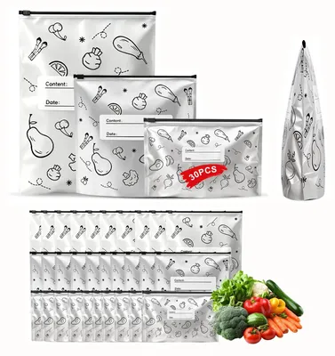 Image de Lot de 30 sacs de congélation réutilisables pour la conservation des aliments