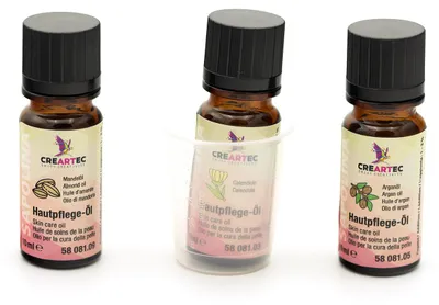 Produktbild von CREARTEC 3er Set Hautpflegemittel - Set mit Arganöl, Mandelöl und Ringelblumenöl - trockene Haut