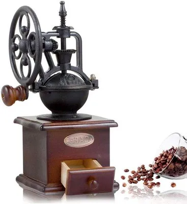 Produktbild von Handbetriebene Kaffee-Mühle Retro Kaffee-Mühle aus Holz und Gusseisen Kaffee-Mühle für Kaffeebohnen