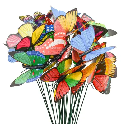 Immagine prodotto di Set di 30 decorazioni a forma di farfalla colorate, ideali per abbellire il giardino