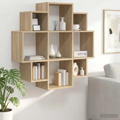 Immagine prodotto di Maison Exclusive - Scaffale a parete in legno effetto Sonoma, 90 x 25 x 90 cm