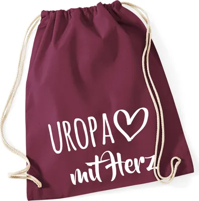 Produktbild von Huuraa Turnbeutel Uropa mit Herz 12 Liter Burgundy Baumwolle Rucksack Geschenkidee