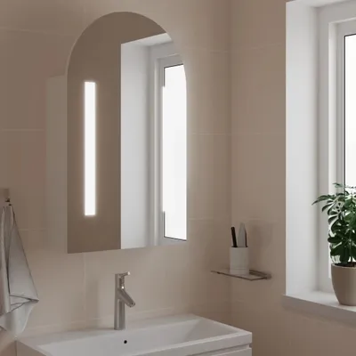 Produktbild von ZMH Spiegelschrank mit LED-Beleuchtung Gewölbt Weiß 42x13x70 cm