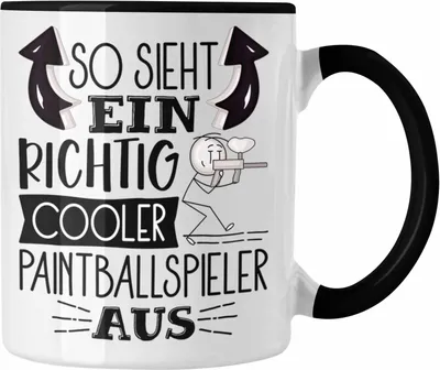 Produktbild von Trendation - So Sieht Ein Richtig Cooler Paintballspieler Aus Geschenk Tasse Lustiger Spruch Geschenkidee (Schwarz)