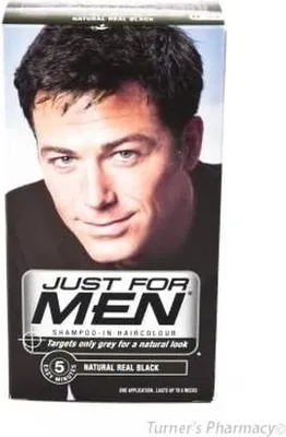 Produktbild von Just For Men Shampoo-in Haircolour farbiges Shampoo für Männer H55 Natural Real Black 66 ml