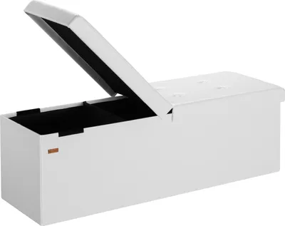 Image de Casaria Banc de rangement blanc 115x38x38cm Coffre de rangement pliable 131L avec couvercle rabattable pour salon chambre