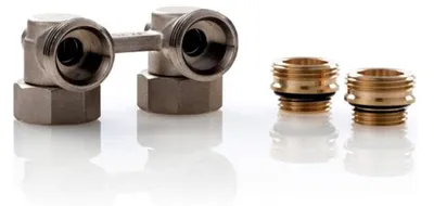 Produktbild von Simplex Hahnblock E1/50 Standard, Eckform, für Heizkörper mit 1/2 Zoll IG