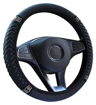 Immagine prodotto di Copertura per volante, taglia universale 37-38 cm, nera, con strass scintillanti, antiscivolo, elastica