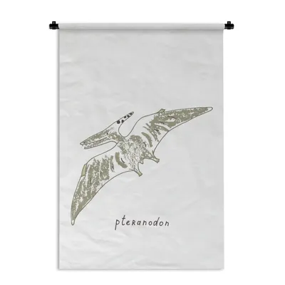 Produktbild von MuchoWow® Wandteppich Wandbehang Kinderzimmer - Pteranodon - Grün - Jungen - Mädchen - Kinder 90x135 cm Tapisserie Dekoration Wandtuch - Baumwolle - Wandskulptur