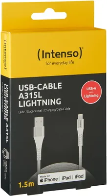 Produktbild von Intenso USB Kabel A315L Typ A - Lightning Nylon 1,5m max. 60W weiß