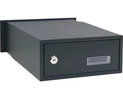 Produktbild von Stahlbriefkasten BK.38.R.AM zum Einmauern, 285 x 110 x 320-530 mm, anthrazit matt