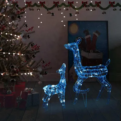 Obrázok produktu pre The Living Store LED sobí rodina Vianočná dekorácia Akryl 160 LED Modrá