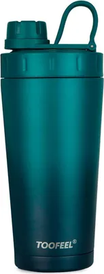 Image de Bouteille de shaker protéiné 20 oz - Double paroi isolée sous vide en métal inoxydable Gym Shaker