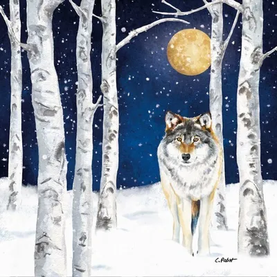 Produktbild von 20 Servietten Winter Wolf - Wolf im Mondschein 33x33cm