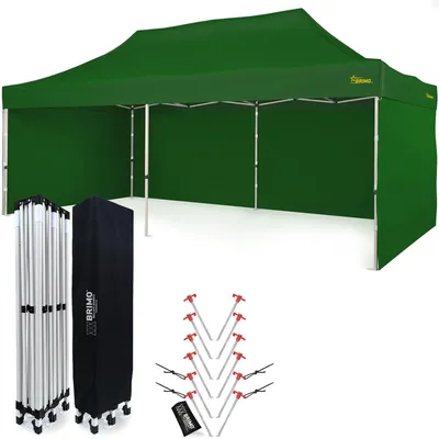 Immagine prodotto di Gazebo pieghevole - Tenda da festa pieghevole - 3 x 6 m - Telo impermeabile - Verde
