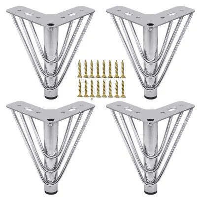 Image de Lot de 4 pieds de meubles modernes et élégants, en chrome, de 18 cm de hauteur
