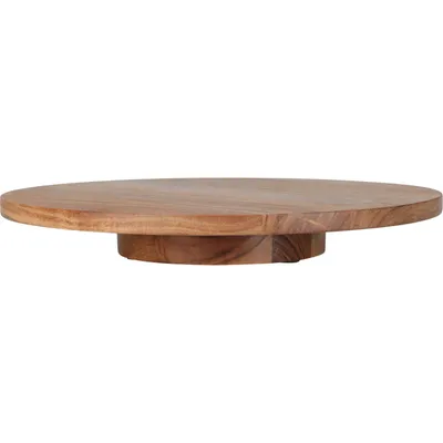 Image de Plateau de service rond Excellent Houseware, en bois d'acacia, 37 x 5 cm, marron