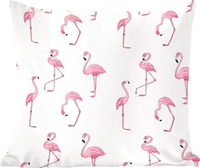 Produktbild von MuchoWow® Zierkissen Sofakissen Wohnzimmer Dekokissen 50x50 cm Muster mit rosa Flamingos - Komfort - Sofakissen
