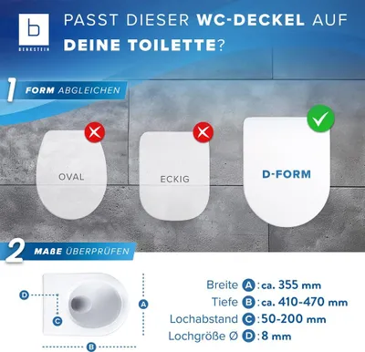 Produktbild von BENKSTEIN Premium Toilettendeckel - antibakteriell D-Form weiß - Absenkautomatik