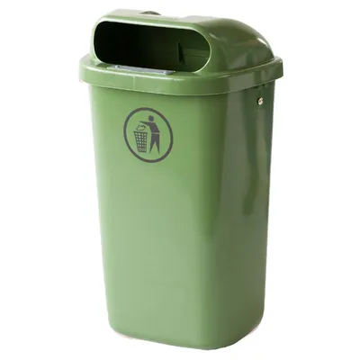 Obrázek produktu pro Koš na komunální odpad DIN 50 l na sloupek nebo na zeď - zelený