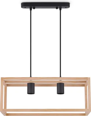 Produktbild von LED Pendelleuchte Pendellampe Wohnzimmer Esszimmer Modern Holz Zweiflammig E27